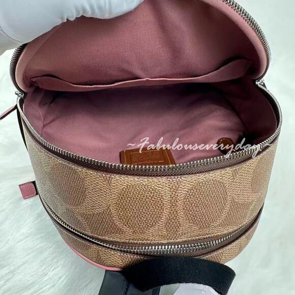 Coach Court Backpack In Maxi Signature Canvas In Tan/Dusty Pink CCK72 NWT - Picture 6 of 9